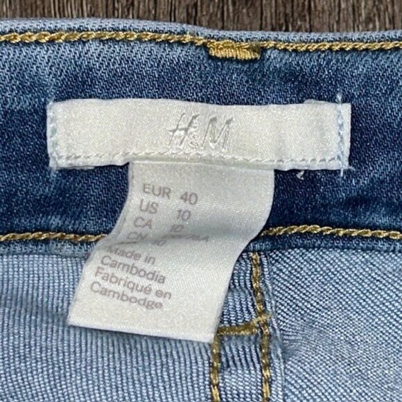 H&M Skinny Jeans Women's Size 10 Blue Mid Rise Light Wash Faded - Picture 3 of 5